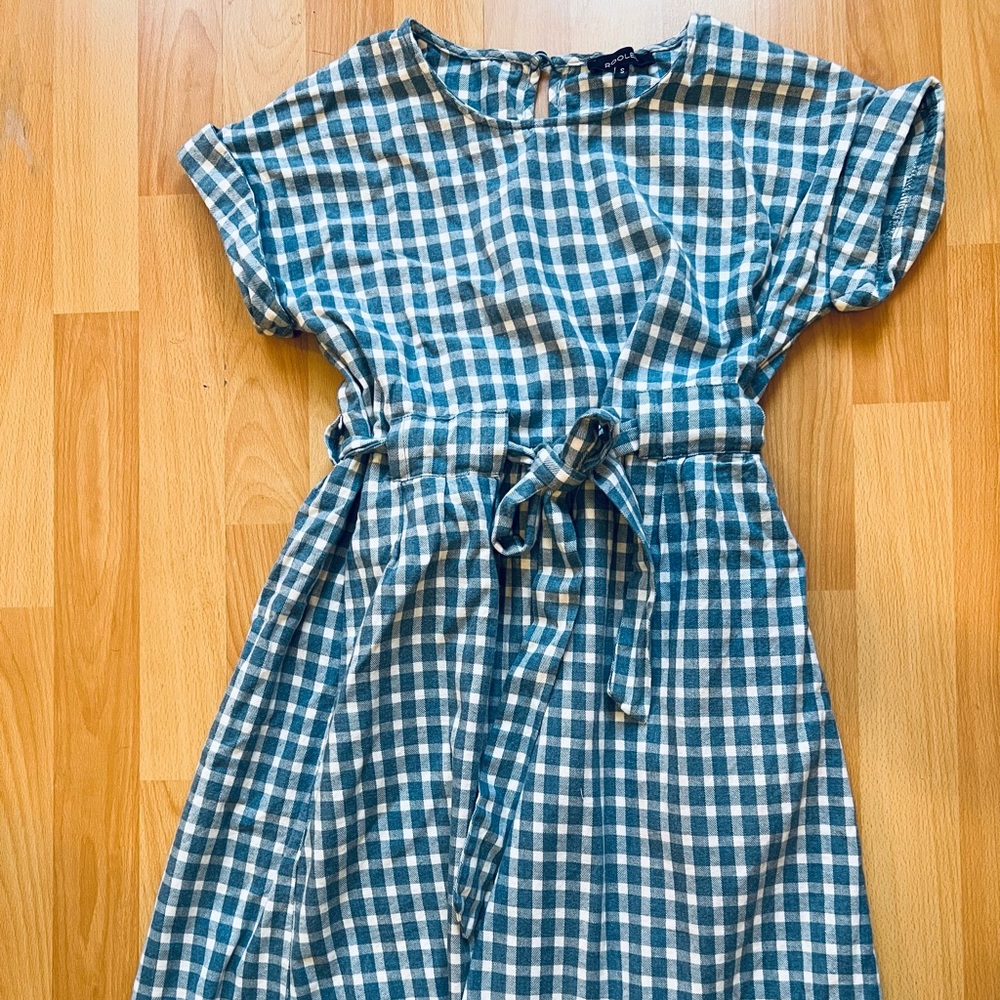 Blue and white belted Roolee dress